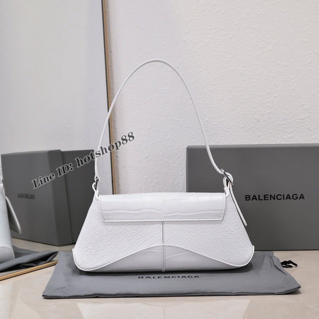 Balenciaga專櫃爆款鱷魚紋白色女包 巴黎世家小號XX系列腋下包 fyj2021